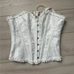 WHITE LACE UP CORSET